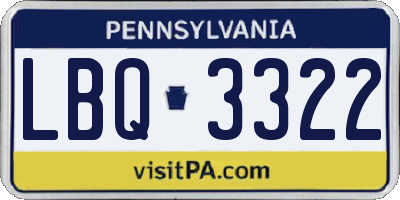 PA license plate LBQ3322