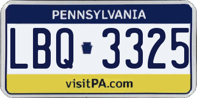 PA license plate LBQ3325