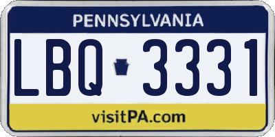 PA license plate LBQ3331