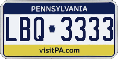 PA license plate LBQ3333