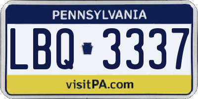 PA license plate LBQ3337