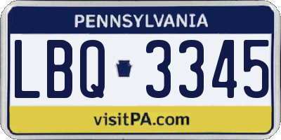 PA license plate LBQ3345