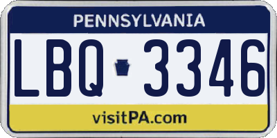 PA license plate LBQ3346