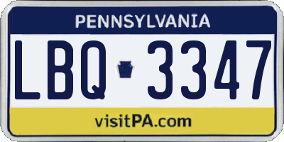 PA license plate LBQ3347