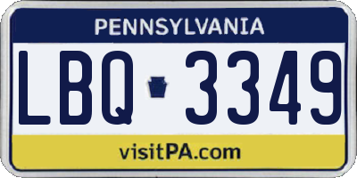 PA license plate LBQ3349