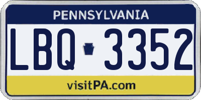 PA license plate LBQ3352