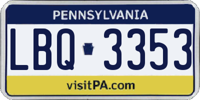 PA license plate LBQ3353