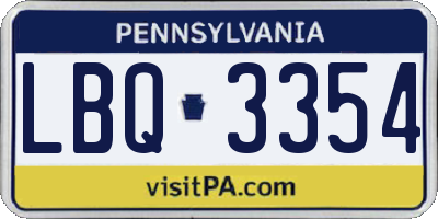 PA license plate LBQ3354