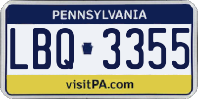PA license plate LBQ3355