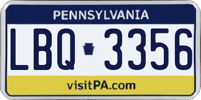 PA license plate LBQ3356