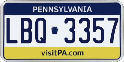 PA license plate LBQ3357