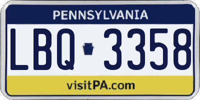 PA license plate LBQ3358