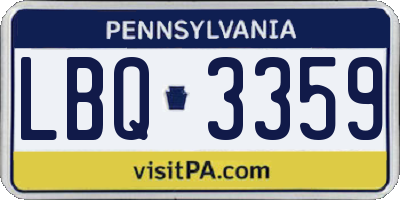 PA license plate LBQ3359