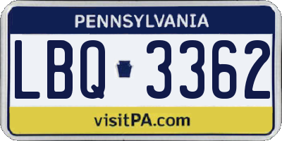 PA license plate LBQ3362