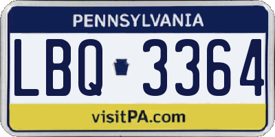 PA license plate LBQ3364