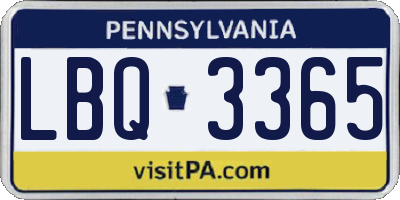 PA license plate LBQ3365