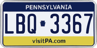PA license plate LBQ3367