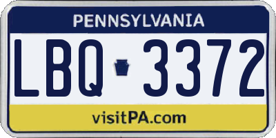 PA license plate LBQ3372