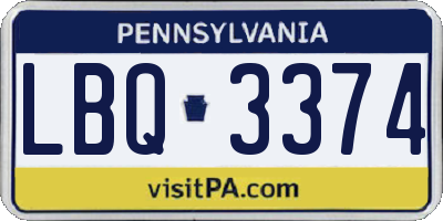 PA license plate LBQ3374