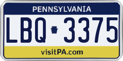 PA license plate LBQ3375