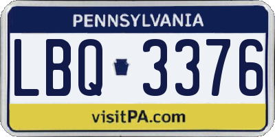 PA license plate LBQ3376