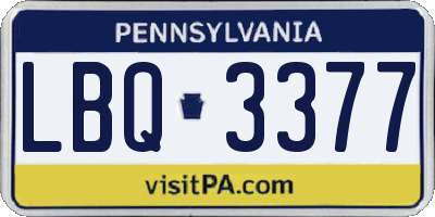 PA license plate LBQ3377