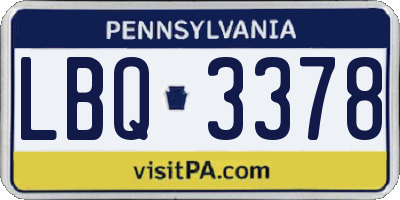 PA license plate LBQ3378