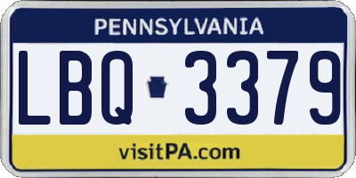 PA license plate LBQ3379
