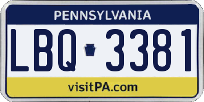PA license plate LBQ3381