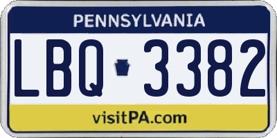 PA license plate LBQ3382