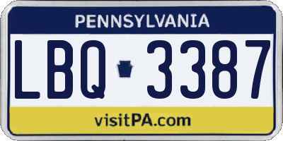 PA license plate LBQ3387