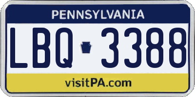 PA license plate LBQ3388