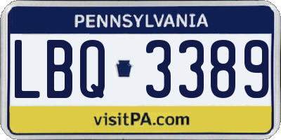PA license plate LBQ3389