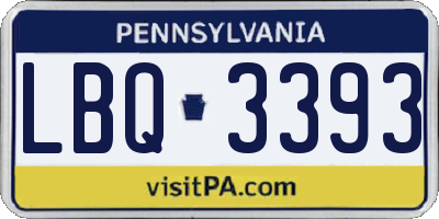 PA license plate LBQ3393