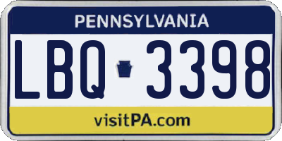 PA license plate LBQ3398