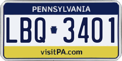 PA license plate LBQ3401