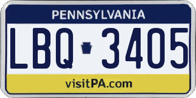 PA license plate LBQ3405