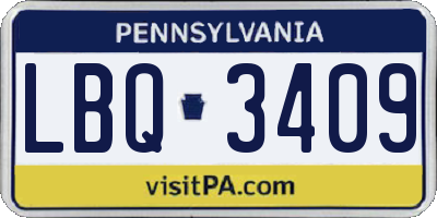 PA license plate LBQ3409
