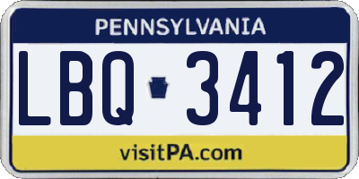 PA license plate LBQ3412