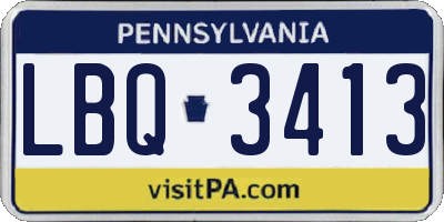 PA license plate LBQ3413