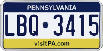 PA license plate LBQ3415