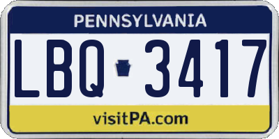 PA license plate LBQ3417