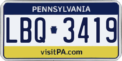 PA license plate LBQ3419