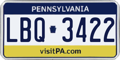 PA license plate LBQ3422