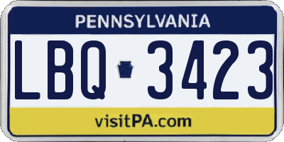 PA license plate LBQ3423