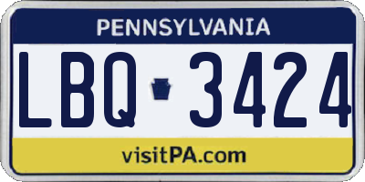 PA license plate LBQ3424