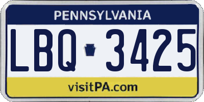 PA license plate LBQ3425