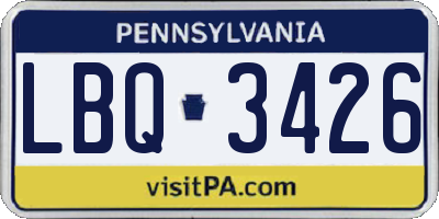 PA license plate LBQ3426