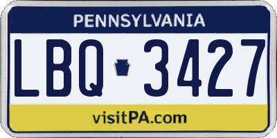 PA license plate LBQ3427