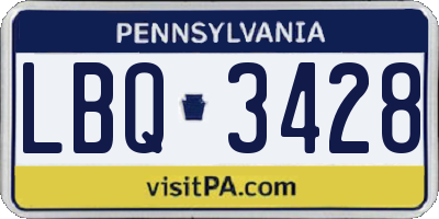 PA license plate LBQ3428
